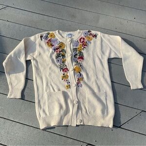 JH Collectibles Cream Cardigan with Floral Embroidery
